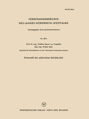 cover image of Kinematik der sphärischen Schubkurbel